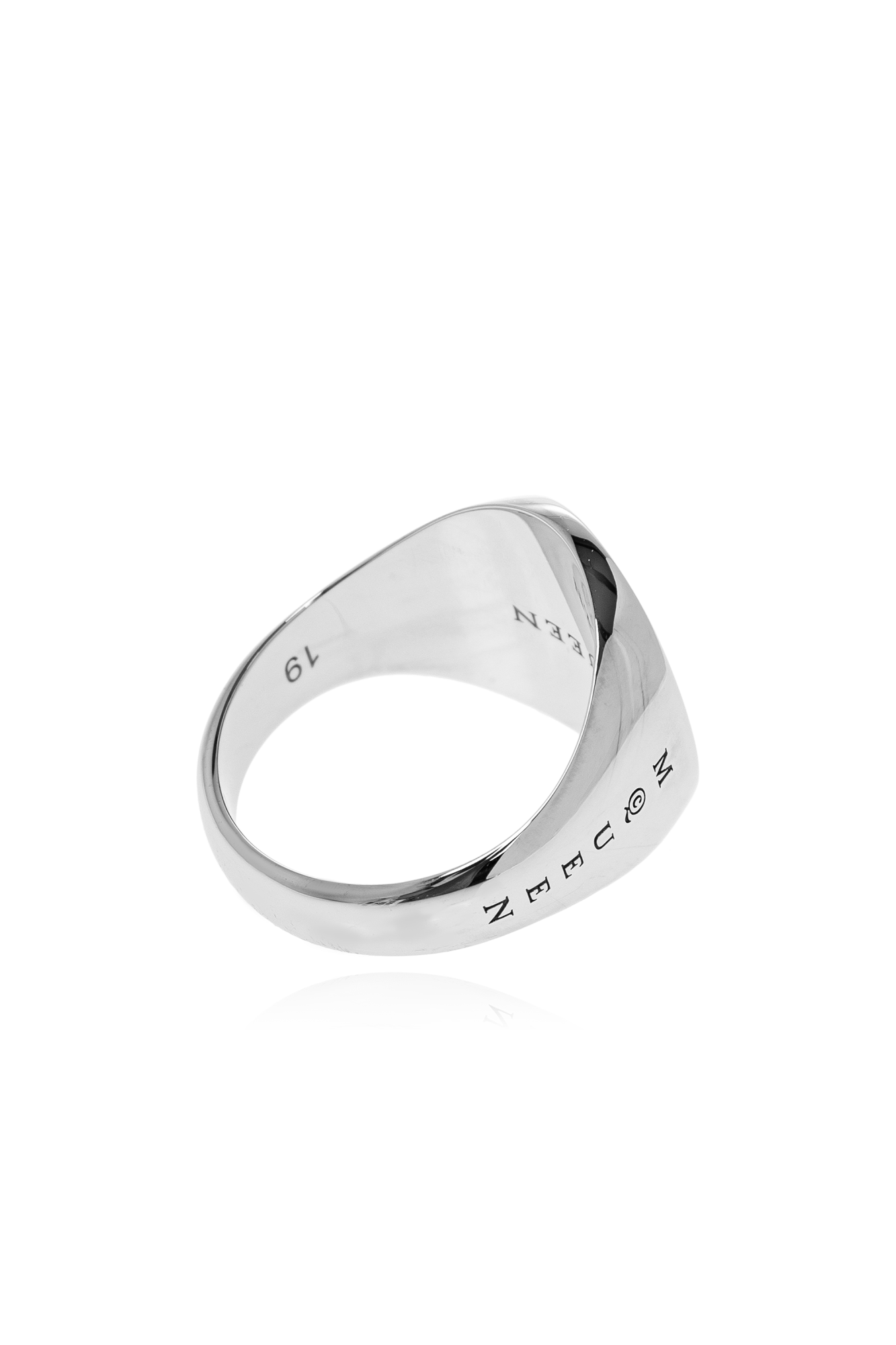 Silver Signet ring with engraved logo Alexander McQueen